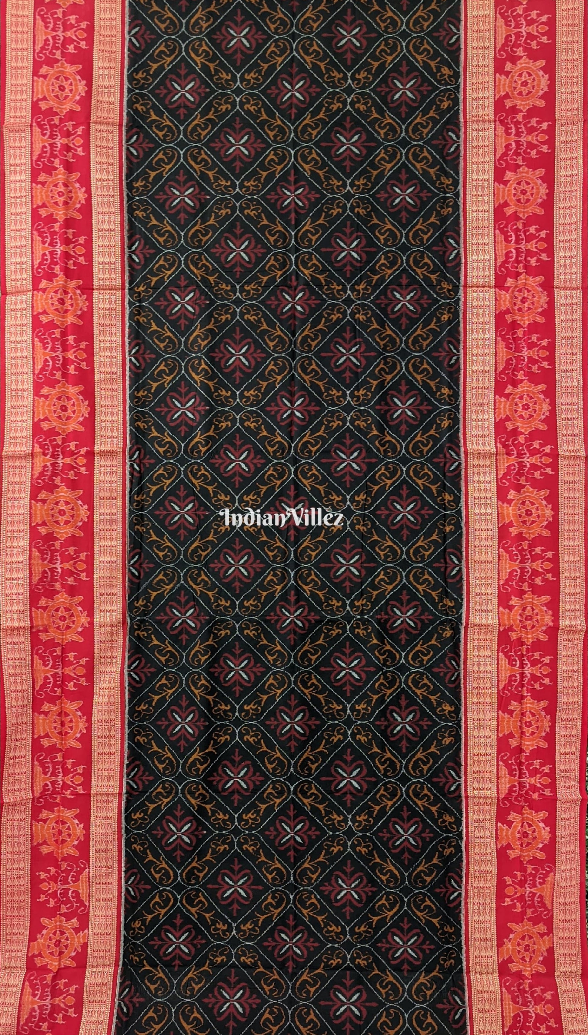 Black Odisha Ikat Sambalpuri Pure Cotton Saree