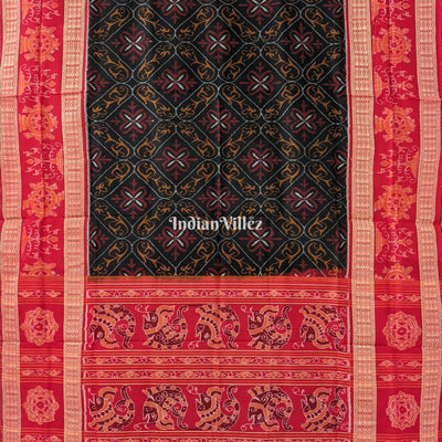 Black Odisha Ikat Sambalpuri Pure Cotton Saree