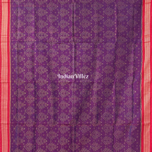 Deep Purple Odisha Ikat Sambalpuri Pure Cotton Saree