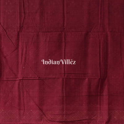 White Dark Maroon Sambalpuri Ikat Cotton Saree