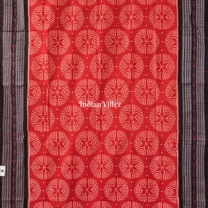 Orange Pure Sambalpuri Ikat Cotton Saree