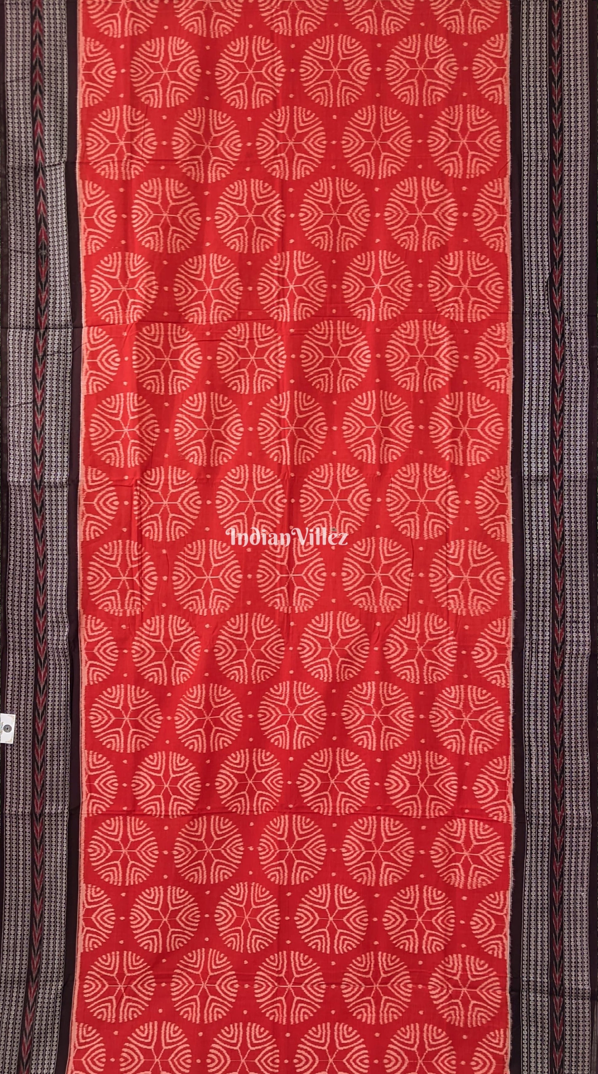 Orange Pure Sambalpuri Ikat Cotton Saree