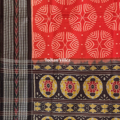 Orange Pure Sambalpuri Ikat Cotton Saree
