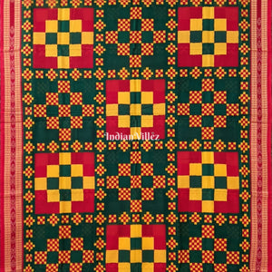 Red Yellow Sambalpuri Ikat Pasapalli Cotton Saree