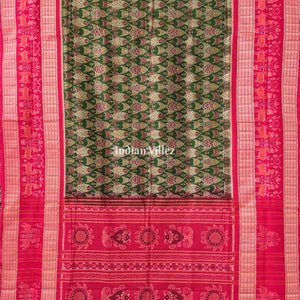 Green Odisha Ikat Sambalpuri Pure Cotton Saree With Fish Motif