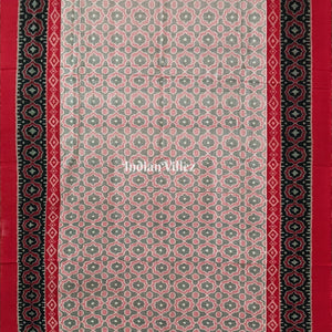 Red Black Sambalpuri Ikat Cotton Saree