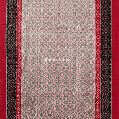 Red Black Sambalpuri Ikat Cotton Saree