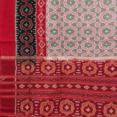 Red Black Sambalpuri Ikat Cotton Saree