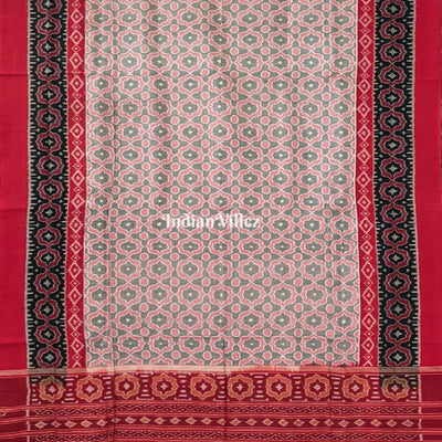 Red Black Sambalpuri Ikat Cotton Saree