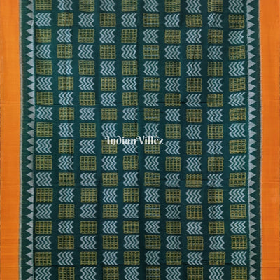 Green Yellow Pure Sambalpuri Cotton Saree
