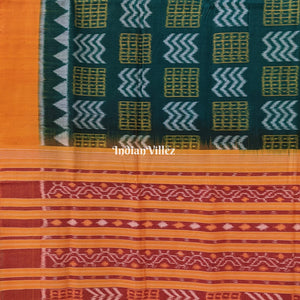 Green Yellow Pure Sambalpuri Cotton Saree