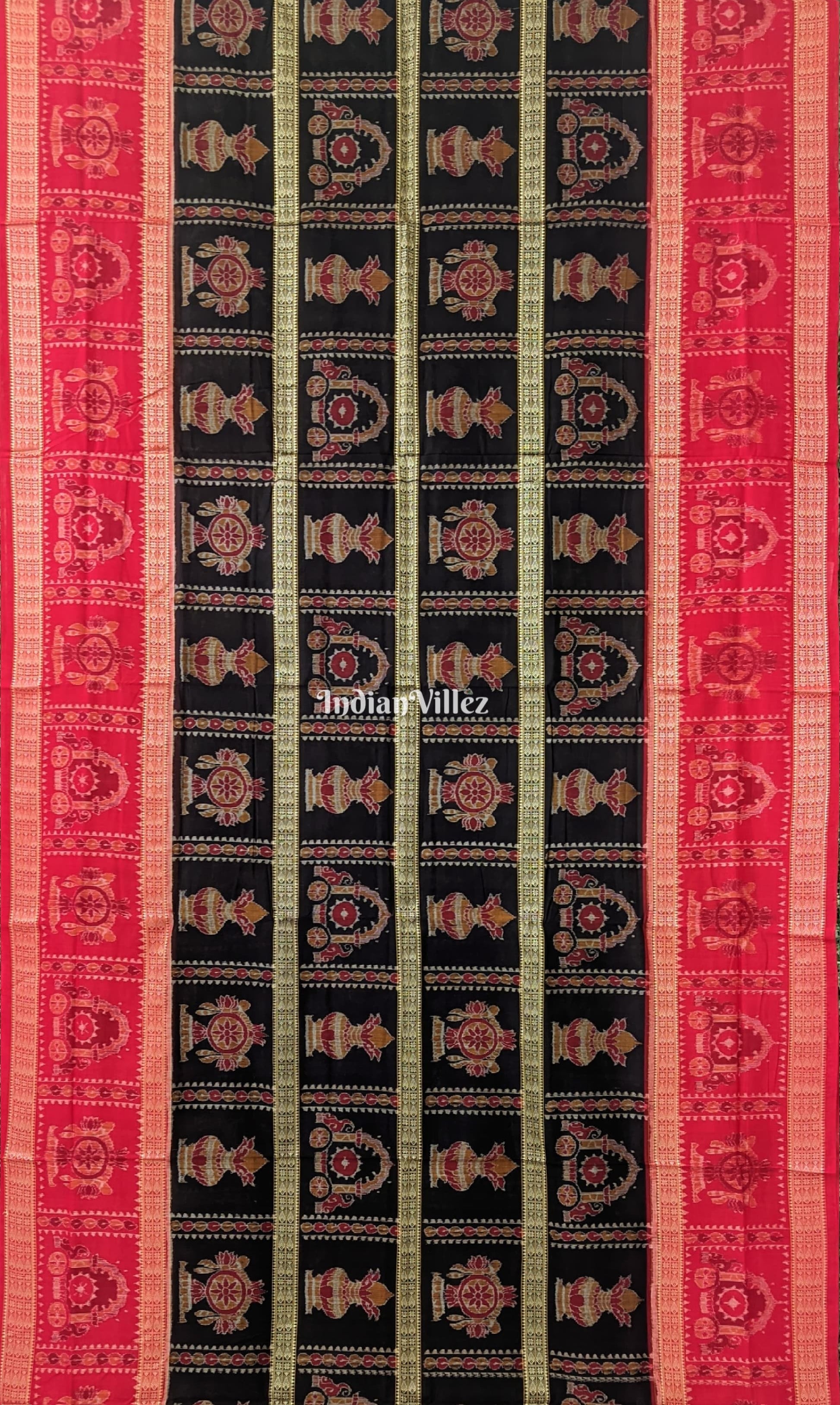 Kalas Sambalpuri Cotton Saree with Fish Motif in Border