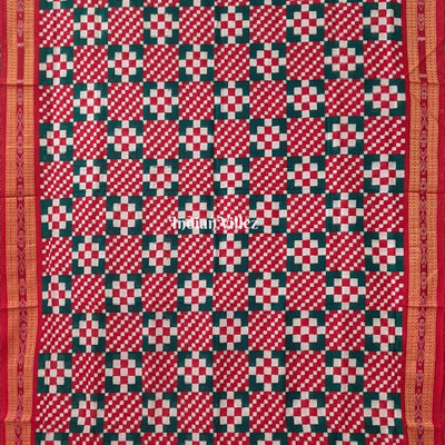 White Red Pasapali Sambalpuri Cotton Saree