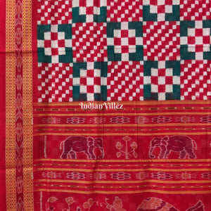 White Red Pasapali Sambalpuri Cotton Saree