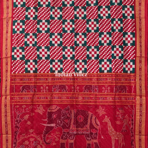 White Red Pasapali Sambalpuri Cotton Saree