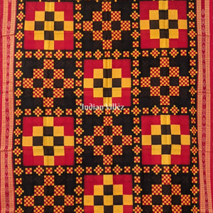 Red Yellow Pasapalli Theme Sambalpuri Cotton Saree