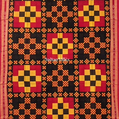 Red Yellow Pasapalli Theme Sambalpuri Cotton Saree
