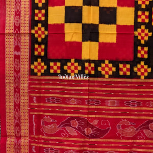 Red Yellow Pasapalli Theme Sambalpuri Cotton Saree