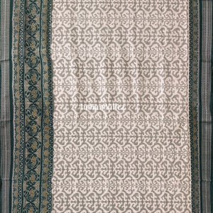 White Green Pure Sambalpuri Ikat Cotton Saree