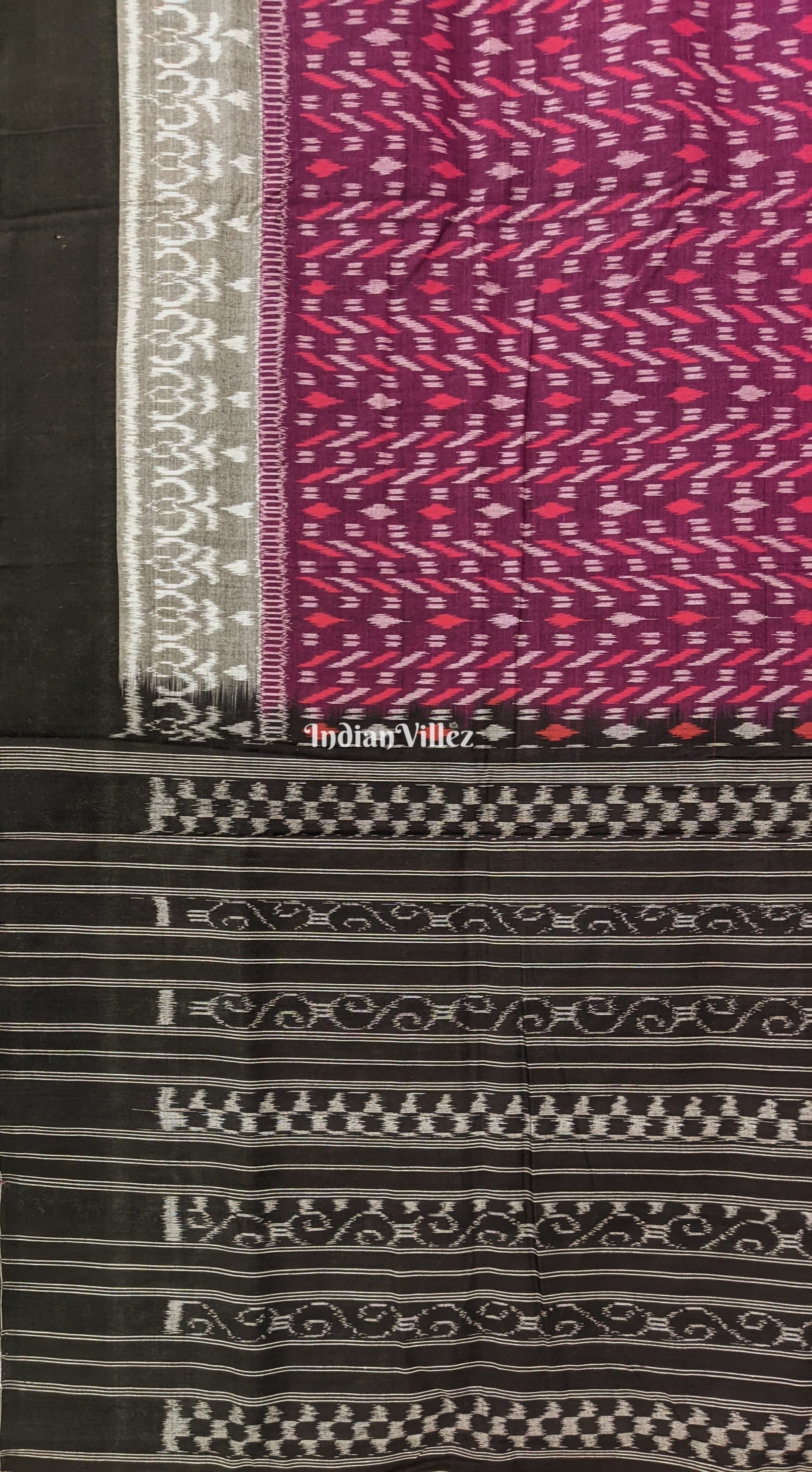 Wine Pure Sambalpuri Cotton Saree