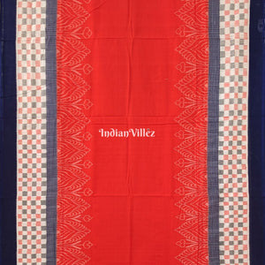 Orange Sambalpuri Cotton Saree Border With Flower Motif