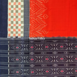 Orange Sambalpuri Cotton Saree Border With Flower Motif