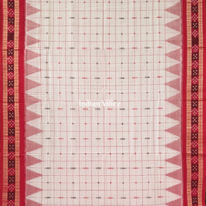 Pink White Dual Tone Bomkai Sambalpuri Pure Cotton Saree