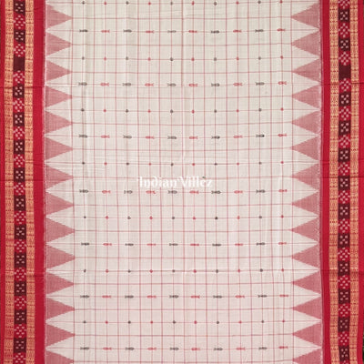 Pink White Dual Tone Bomkai Sambalpuri Pure Cotton Saree