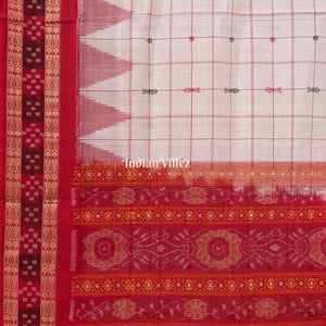 Pink White Dual Tone Bomkai Sambalpuri Pure Cotton Saree