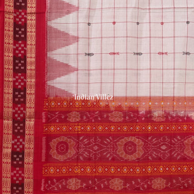 Pink White Dual Tone Bomkai Sambalpuri Pure Cotton Saree