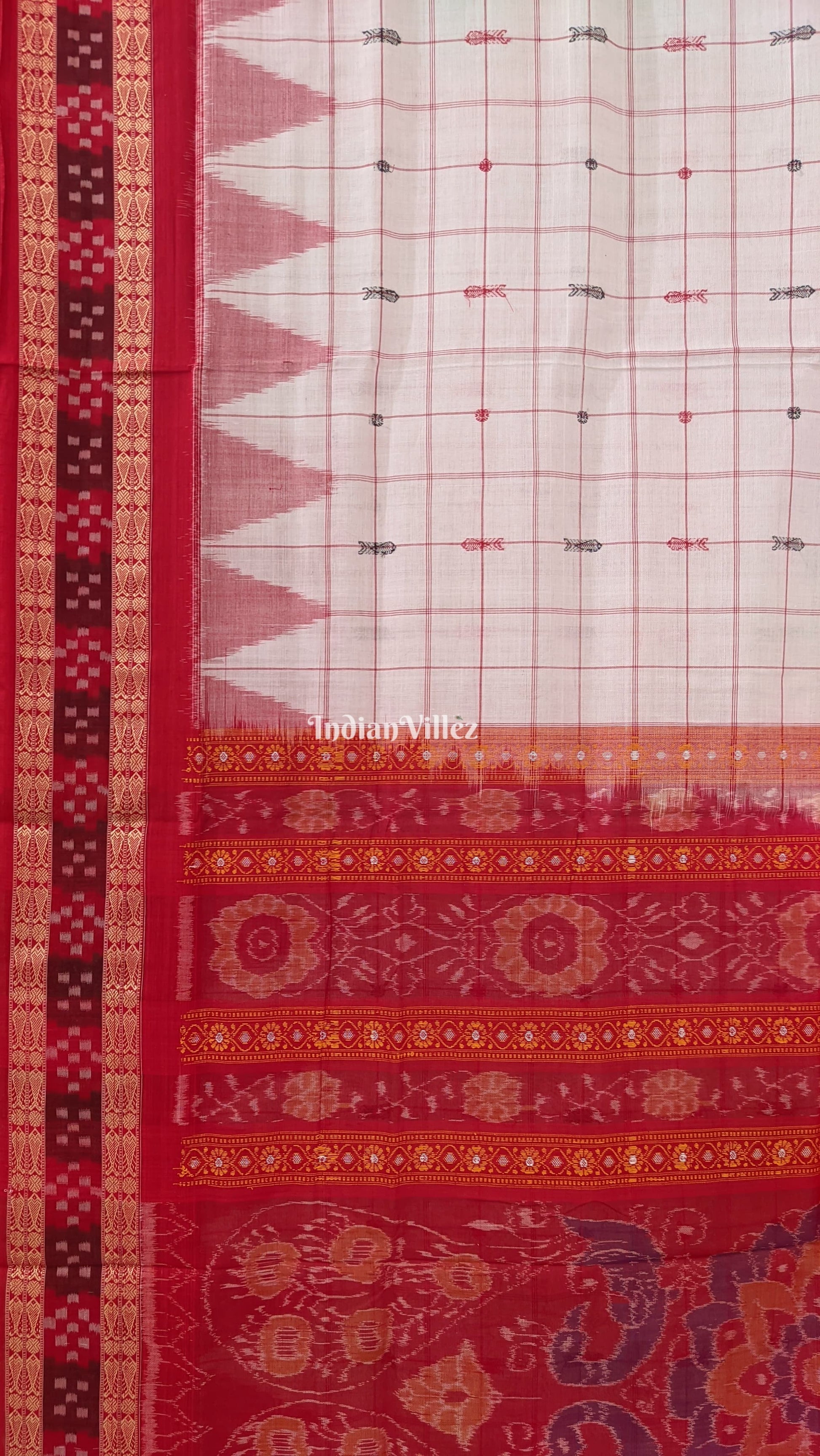 Pink White Dual Tone Bomkai Sambalpuri Pure Cotton Saree