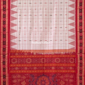 Pink White Dual Tone Bomkai Sambalpuri Pure Cotton Saree