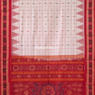 Pink White Dual Tone Bomkai Sambalpuri Pure Cotton Saree