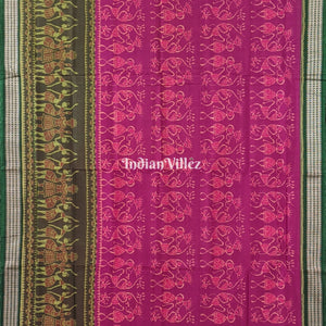 Magenta Tribal dance Sambalpuri Cotton Saree