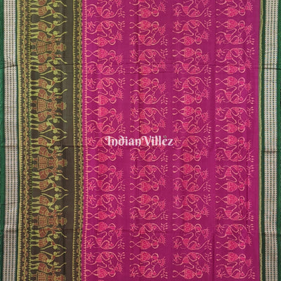 Magenta Tribal dance Sambalpuri Cotton Saree