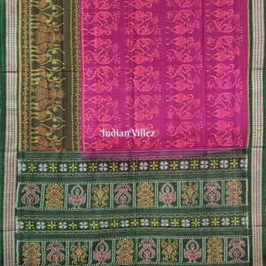 Magenta Tribal dance Sambalpuri Cotton Saree