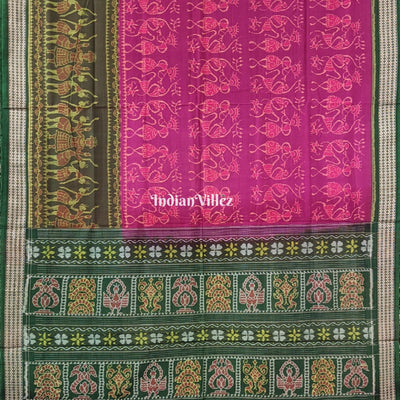 Magenta Tribal dance Sambalpuri Cotton Saree