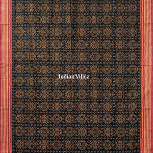 Black With Red border Odisha Ikat Sambalpuri Pure Cotton Saree