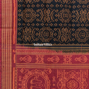 Black With Red border Odisha Ikat Sambalpuri Pure Cotton Saree