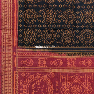 Black With Red border Odisha Ikat Sambalpuri Pure Cotton Saree