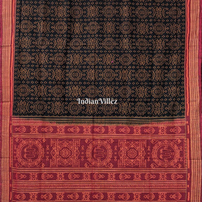Black With Red border Odisha Ikat Sambalpuri Pure Cotton Saree