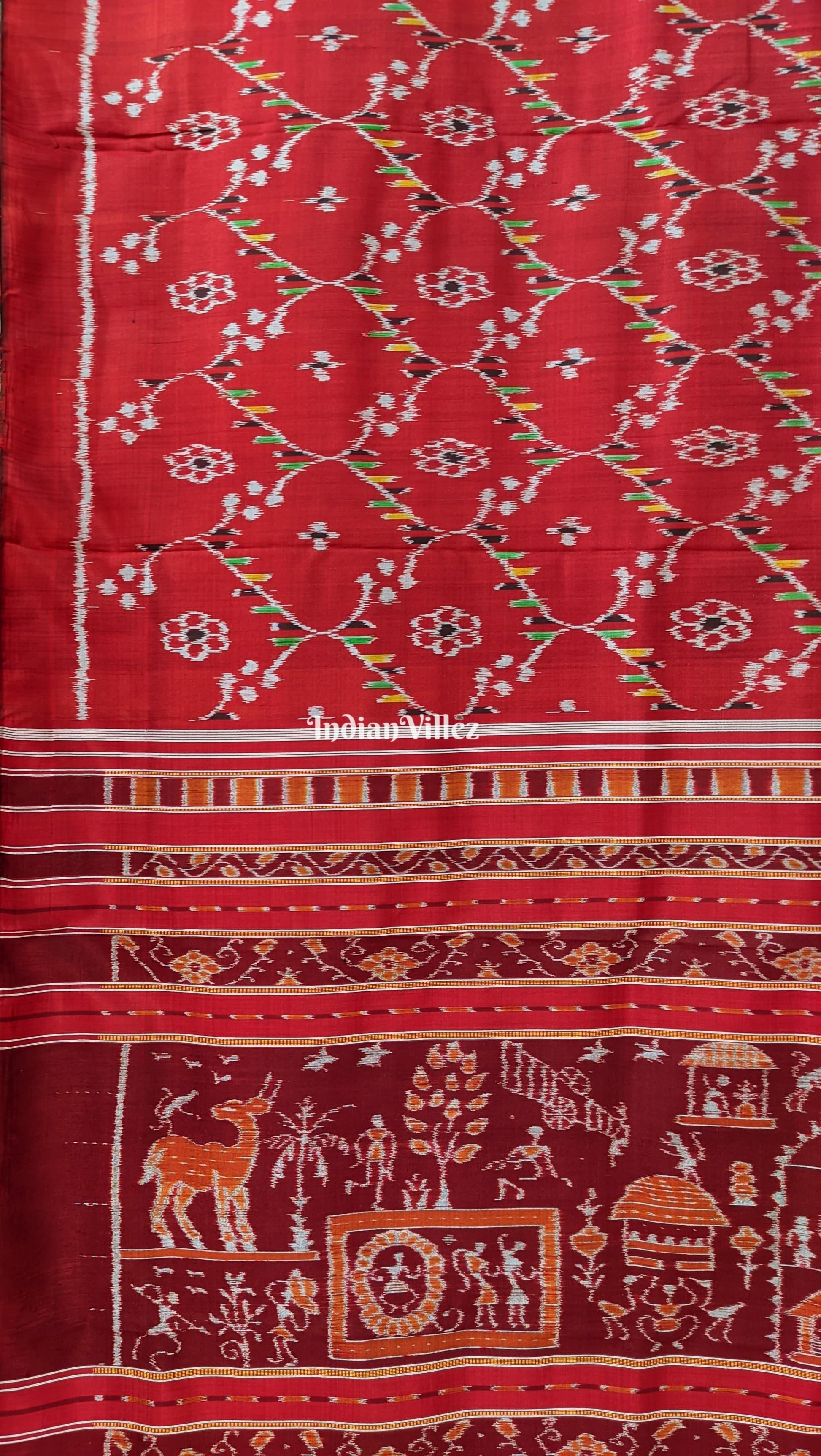 Red Maroon Village Theme Designer Contemporary Silk Saree