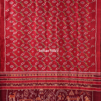Red Maroon Village Theme Designer Contemporary Silk Saree