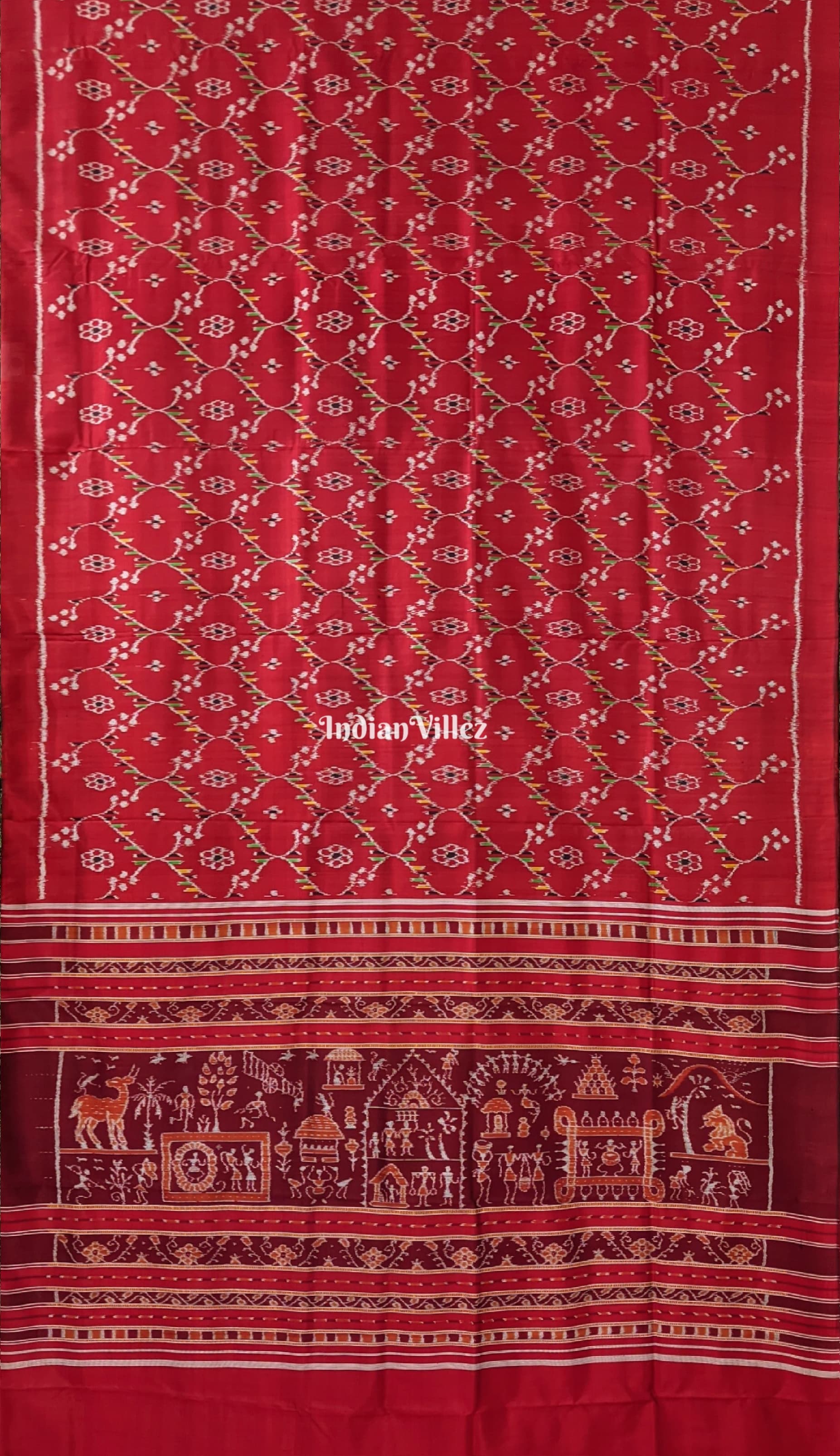 Red Maroon Village Theme Designer Contemporary Silk Saree