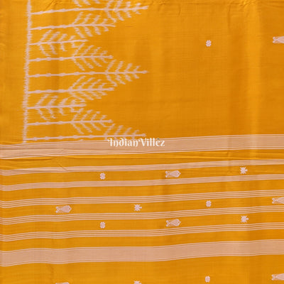 Golden Yellow Fish Motif Odisha Ikat Contemporary Silk Saree