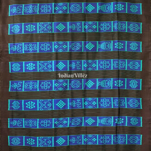 Black Blue Odisha Ikat Nabakothi Contemporary Silk Saree