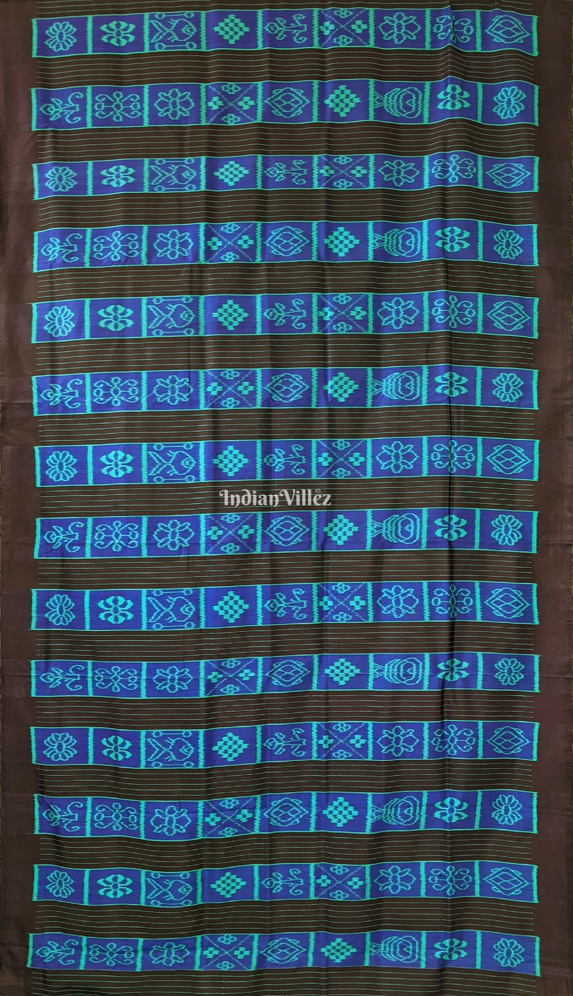 Black Blue Odisha Ikat Nabakothi Contemporary Silk Saree