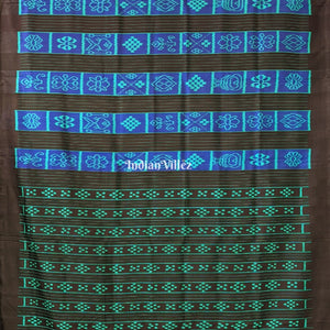 Black Blue Odisha Ikat Nabakothi Contemporary Silk Saree