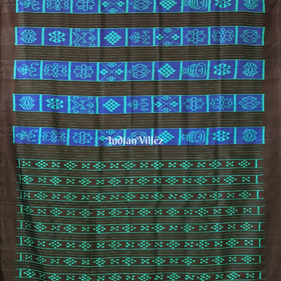 Black Blue Odisha Ikat Nabakothi Contemporary Silk Saree
