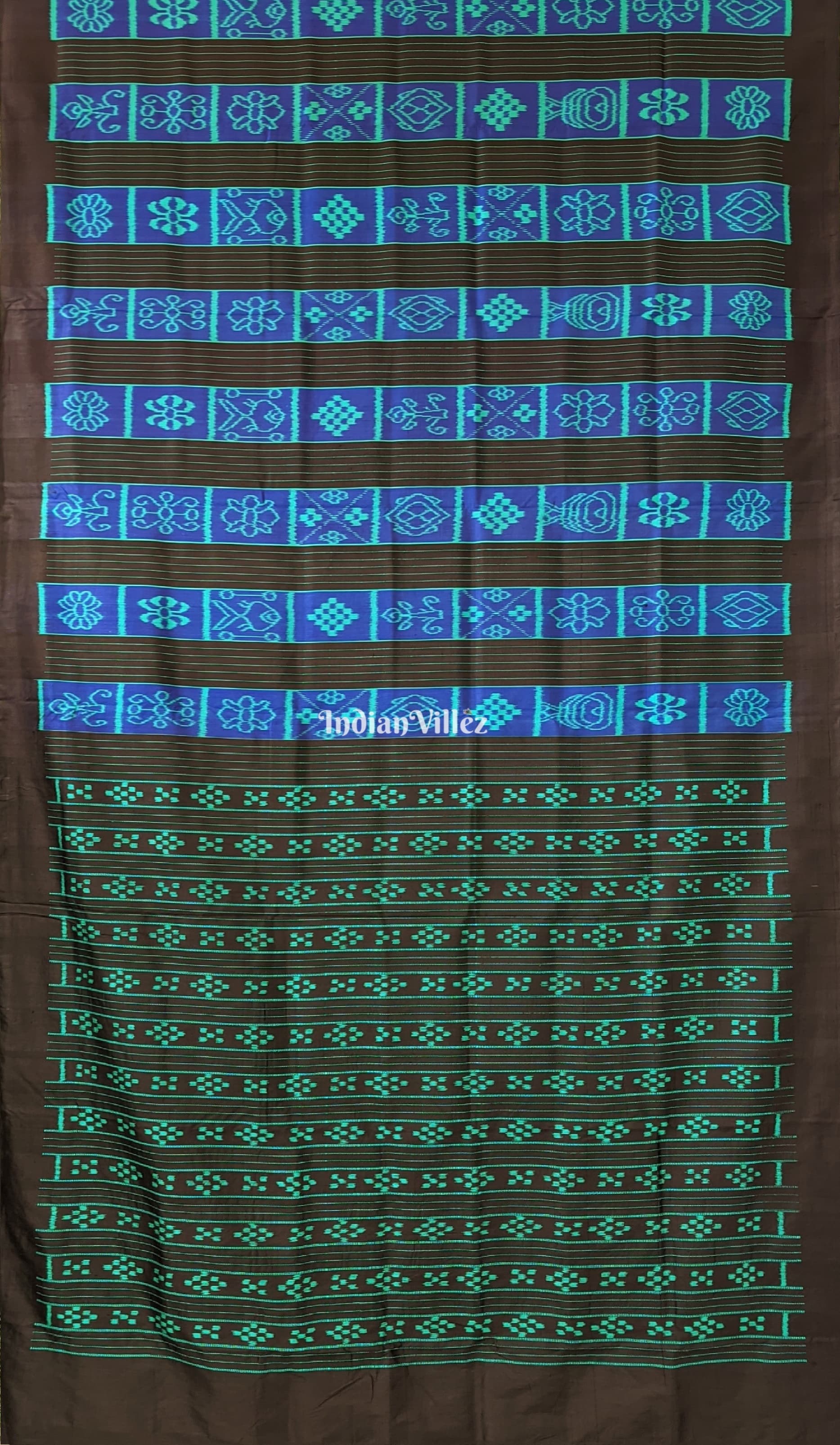 Black Blue Odisha Ikat Nabakothi Contemporary Silk Saree